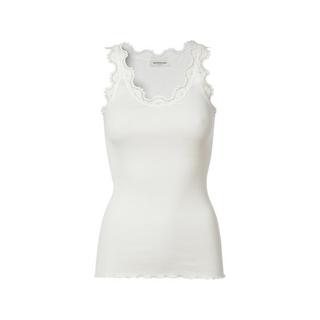 ROSEMUNDE Top a costine con pizzo girocollo  