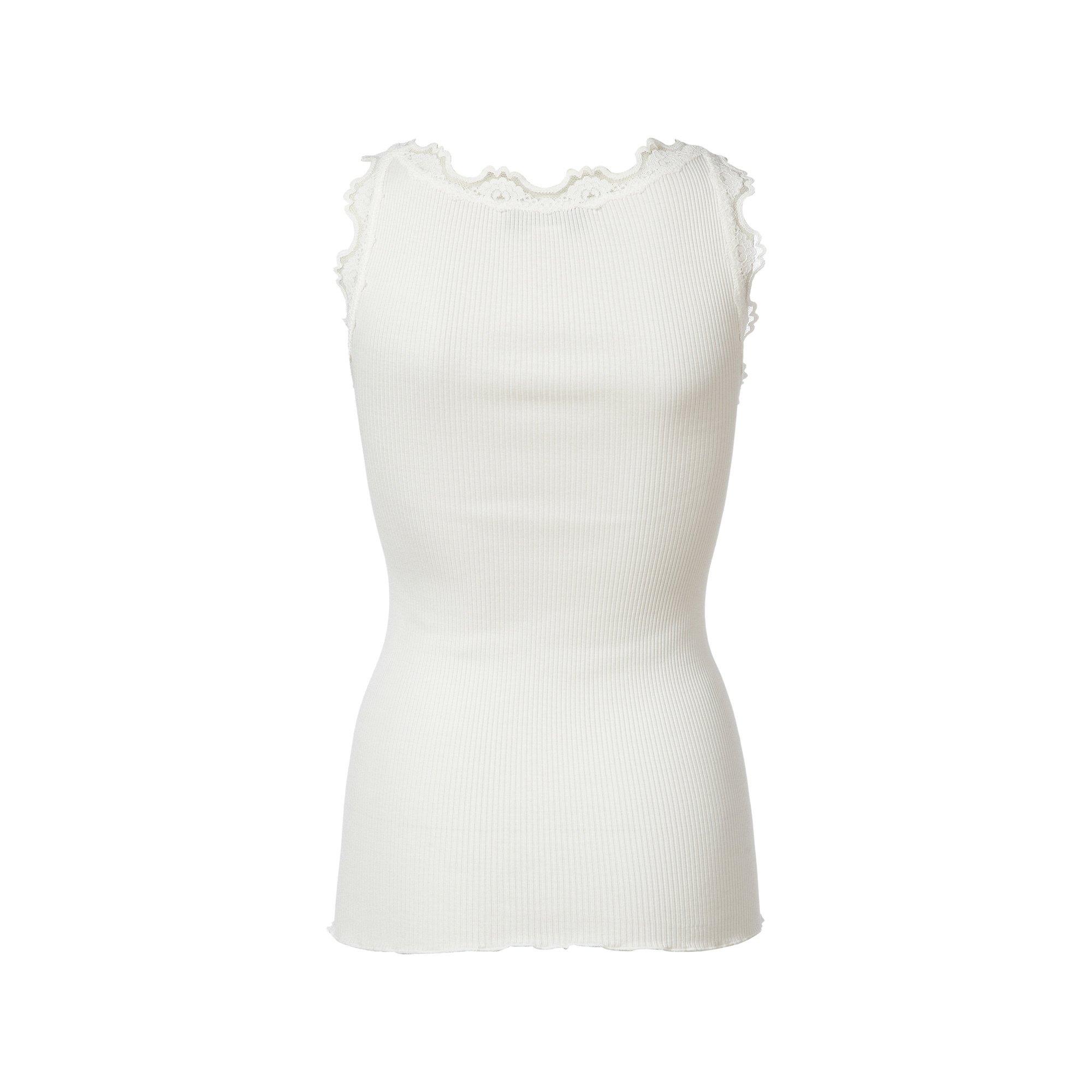 ROSEMUNDE Geripptes Top mit Spitzenbesatz Rundhals  