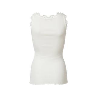 ROSEMUNDE Top a costine con pizzo girocollo  