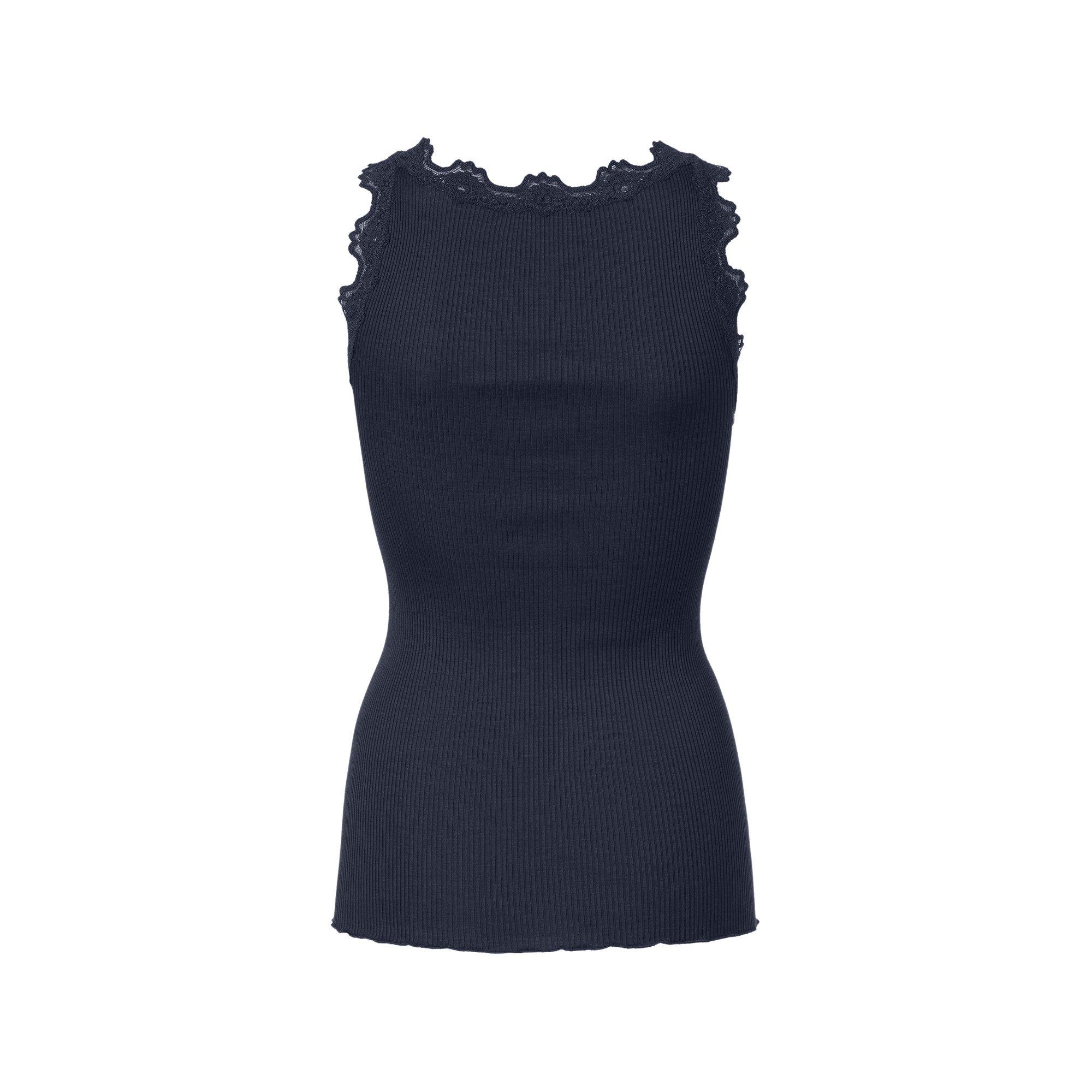 ROSEMUNDE Top côtelé avec dentelle encolure ronde  