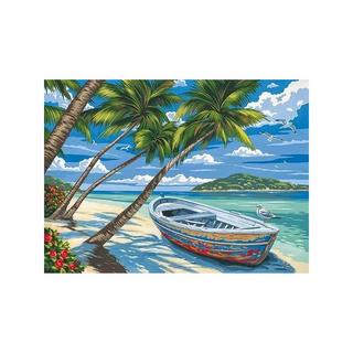 Figured'Art Dipingere con i numeri Barca sotto gli alberi di cocco 