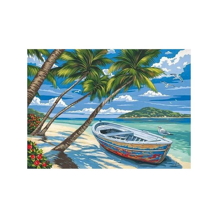 Figured'Art Peinture par numéros Barque sous les Cocotiers 