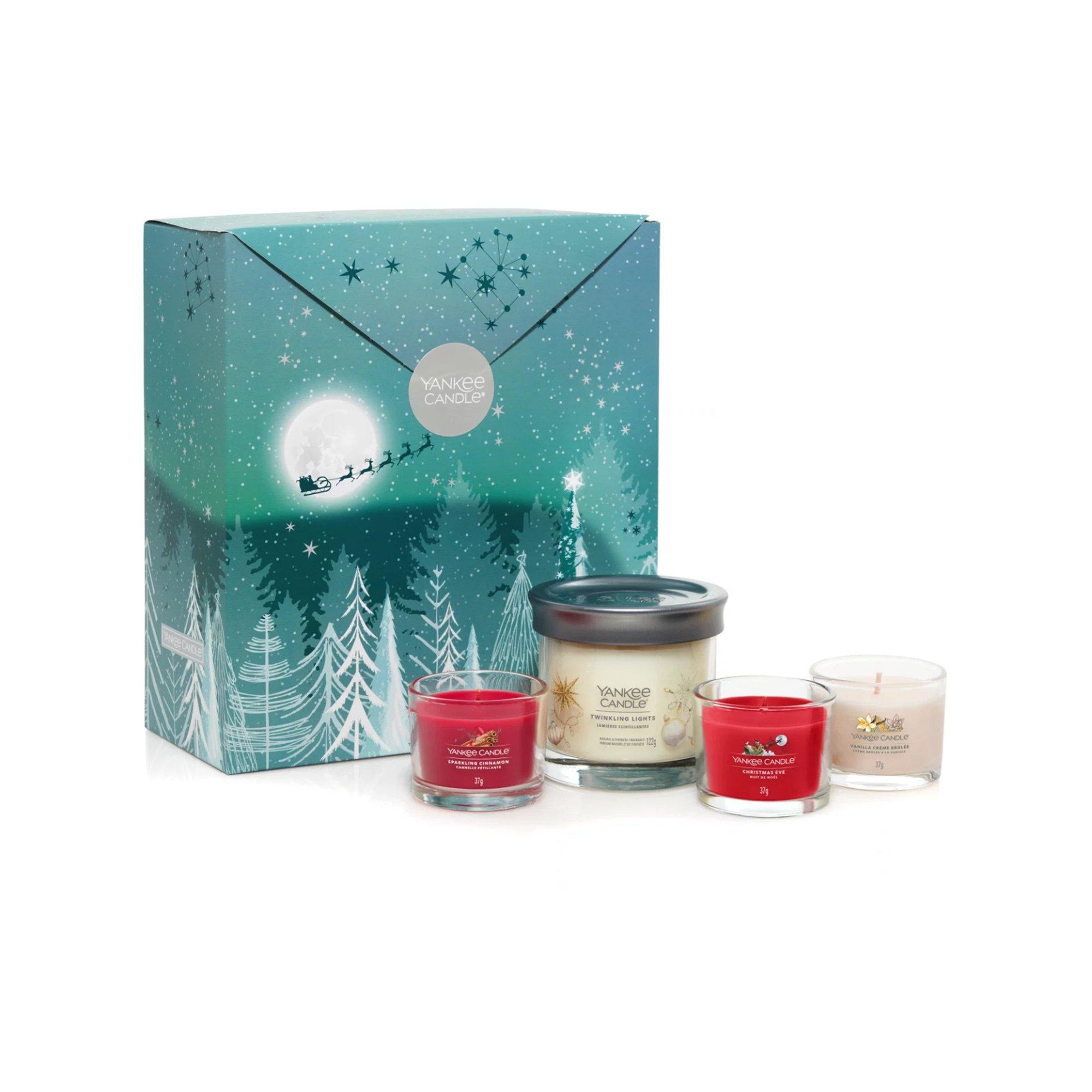 Yankee Candle Signature Set di candele profumate natalizie Holiday Bright Lights 1 Tumbler Small & 3 Filled Votive Giftset 