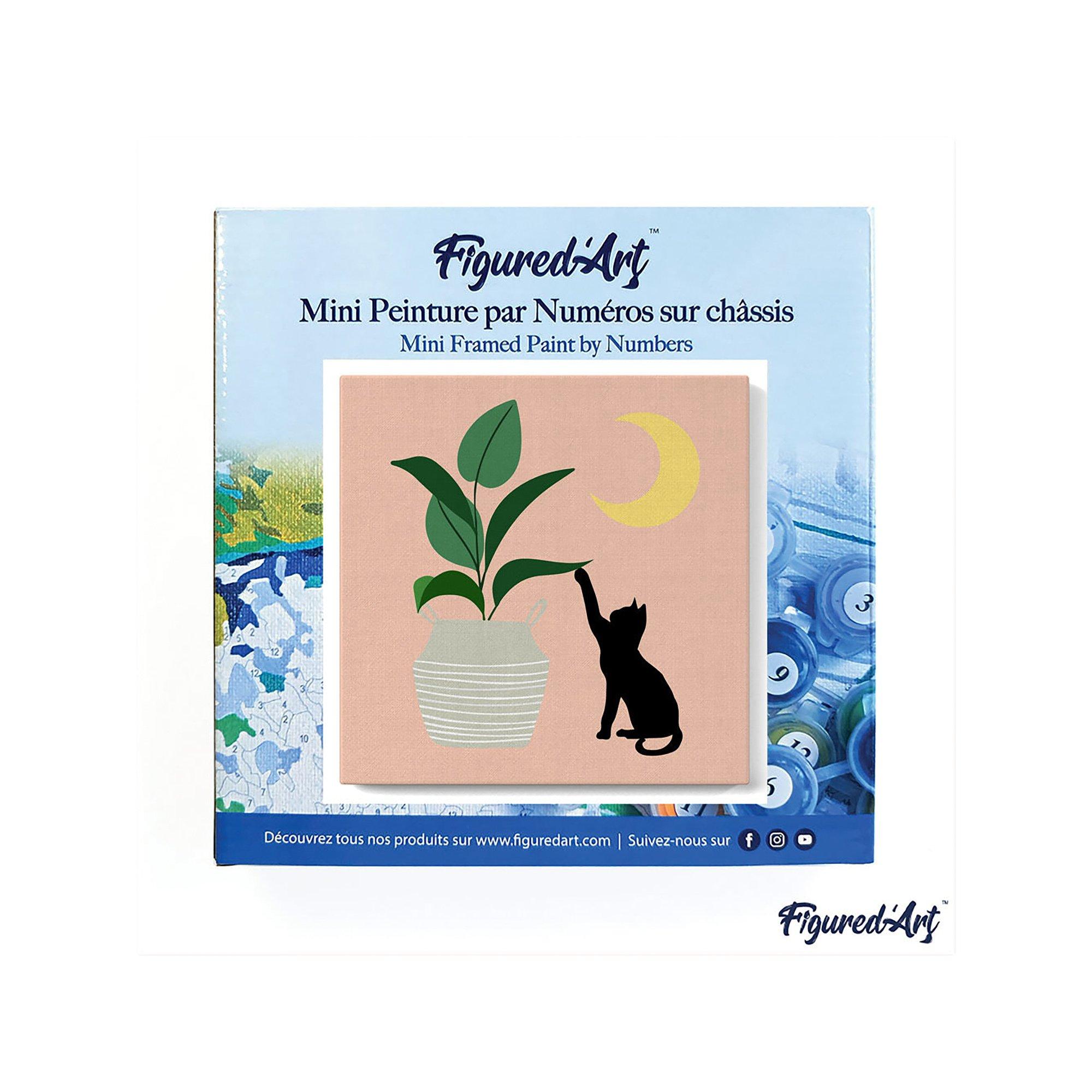 Figured'Art Dipingere con i numeri Gattino e pianta al chiaro di luna 