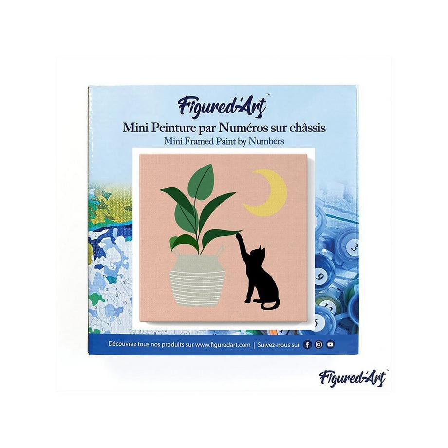 Figured'Art Dipingere con i numeri Gattino e pianta al chiaro di luna 