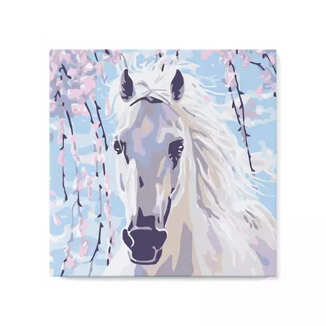 Figured'Art Dipingere con i numeri cavallo e fiori bianchi