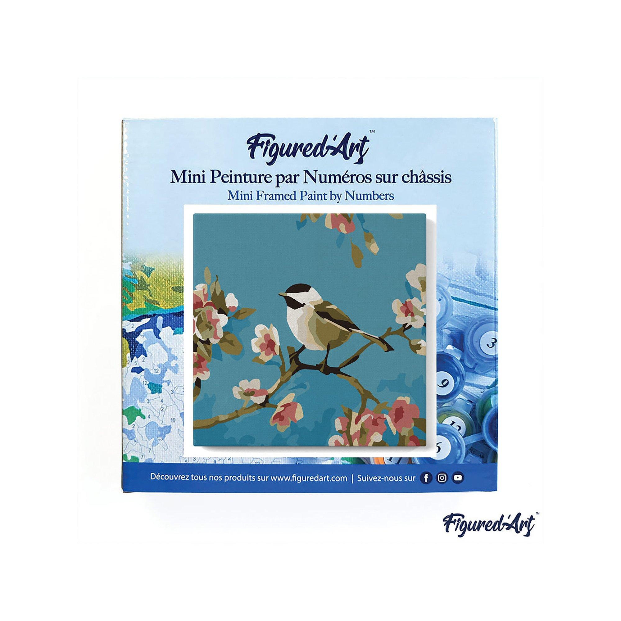 Figured'Art Peinture par numéros Oiseau sur branche fleurie 