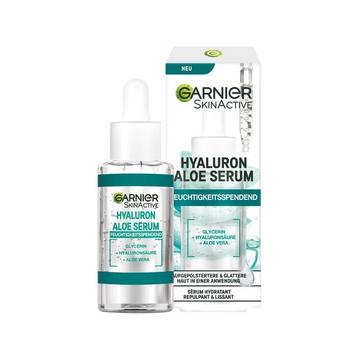 SkinActive Hyaluron Aloe Serum con acido ialuronico, glicerina e aloe vera - per un effetto intensamente idratante e una pelle rinfrescata.