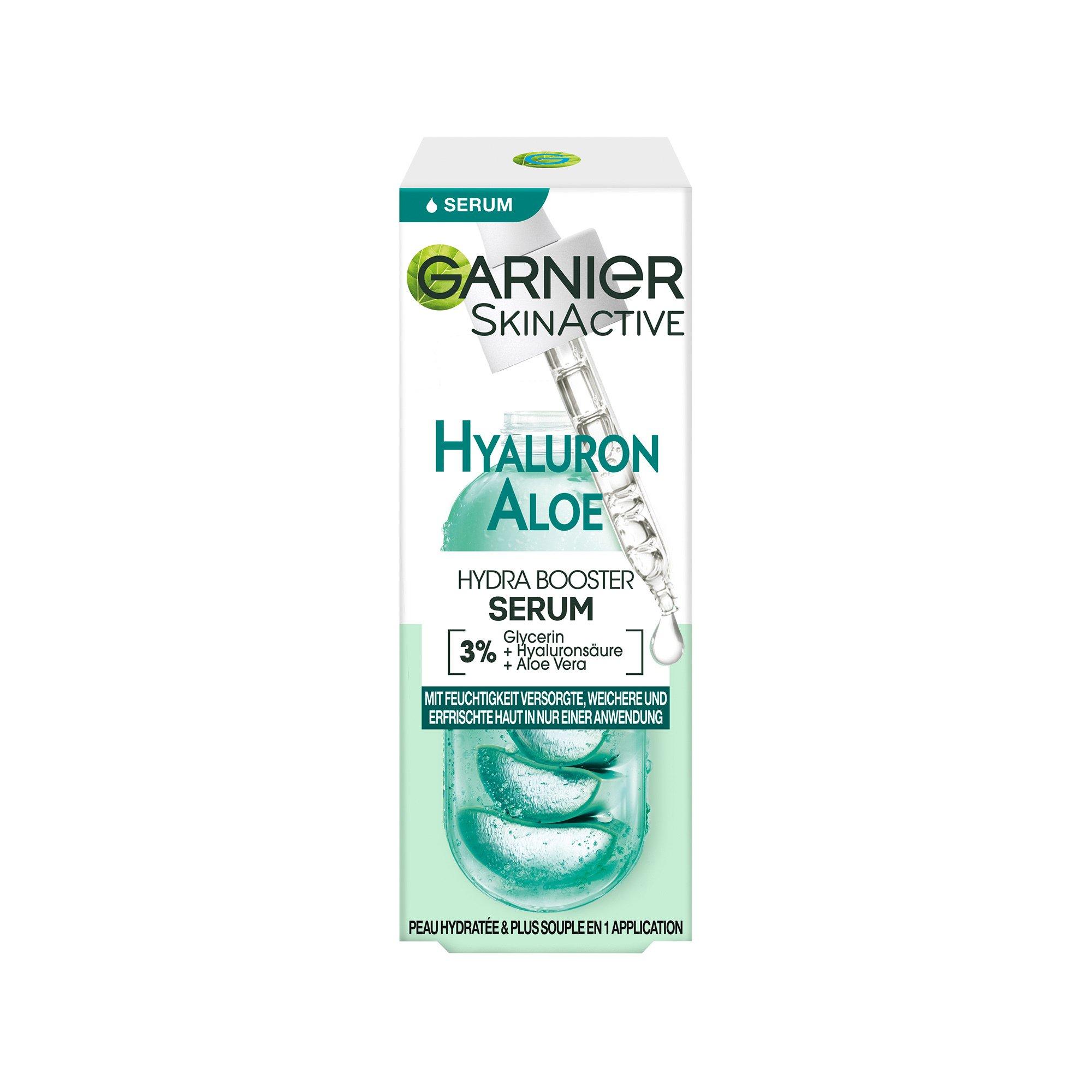 GARNIER  SkinActive Hyaluron Aloe Serum con acido ialuronico, glicerina e aloe vera - per un effetto intensamente idratante e una pelle rinfrescata. 