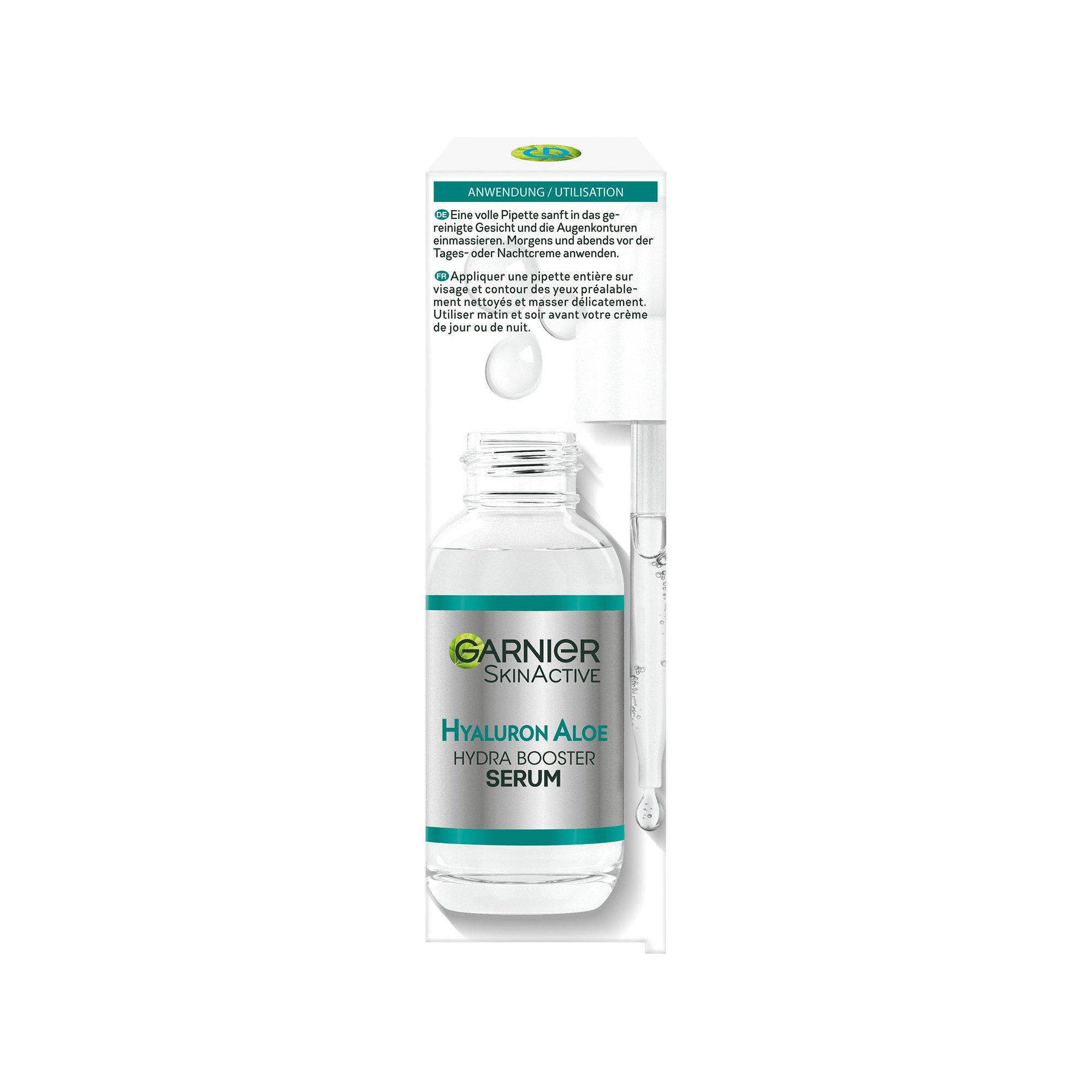 GARNIER  SkinActive Hyaluron Aloe Serum avec acide hyaluronique, glycérine et aloe vera - pour un effet hydratant intense et une peau rafraîchie 