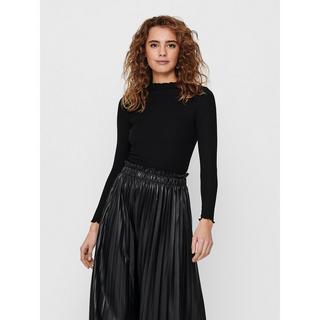 ONLY T-shirt Maniche Lunghe Collo Coreana a Costine  