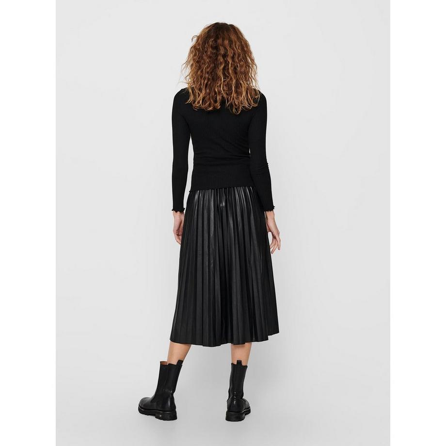 ONLY Langarm Geripptes Stehkragen T-Shirt  