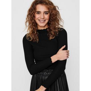 ONLY T-shirt Maniche Lunghe Collo Coreana a Costine  