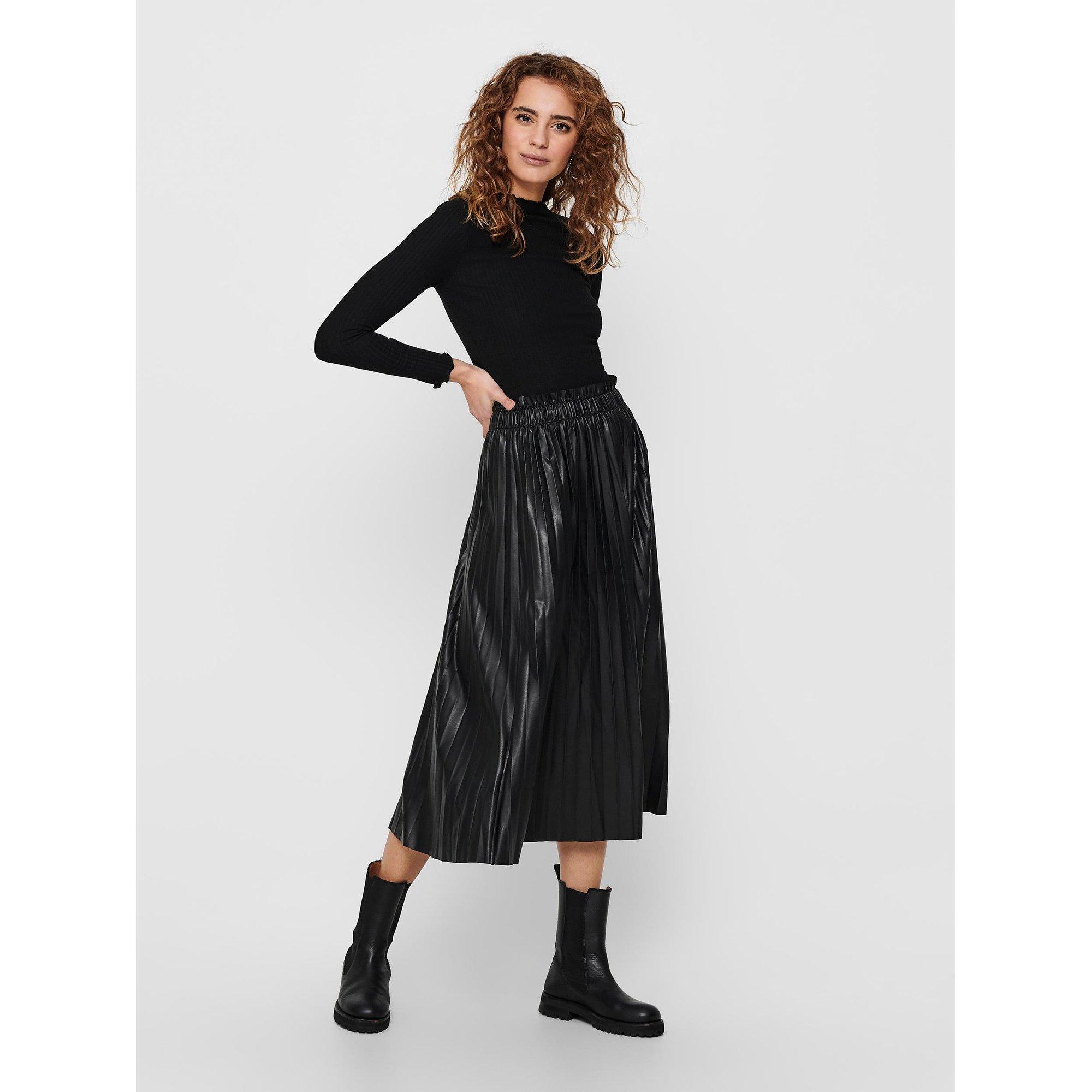 ONLY T-shirt Maniche Lunghe Collo Coreana a Costine  