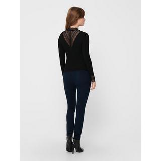 ONLY Langarm High Neck Stretch Top mit Spitzendetails  