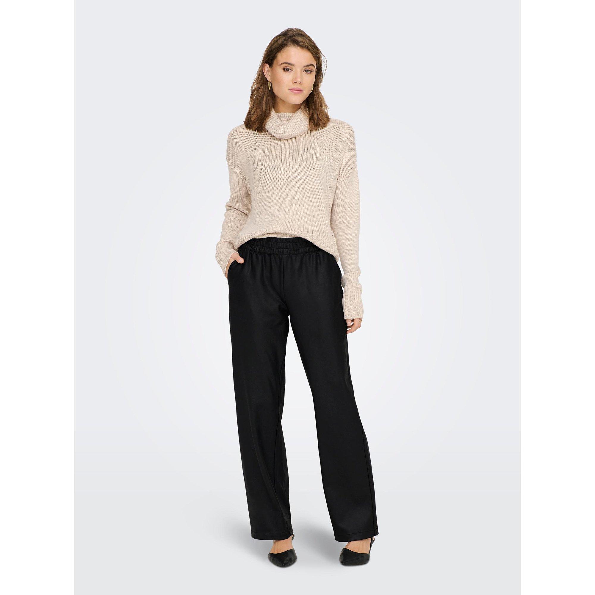 ONLY Gerade geschnittene Hose in Lederoptik  