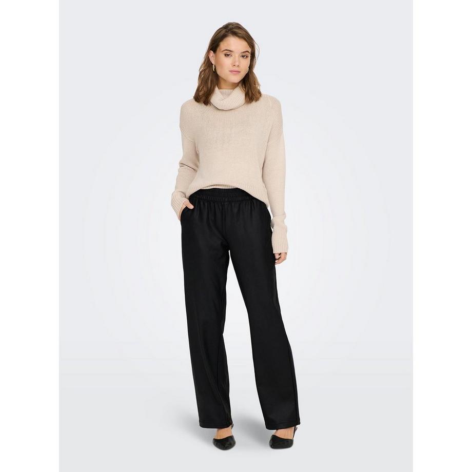 ONLY Gerade geschnittene Hose in Lederoptik  