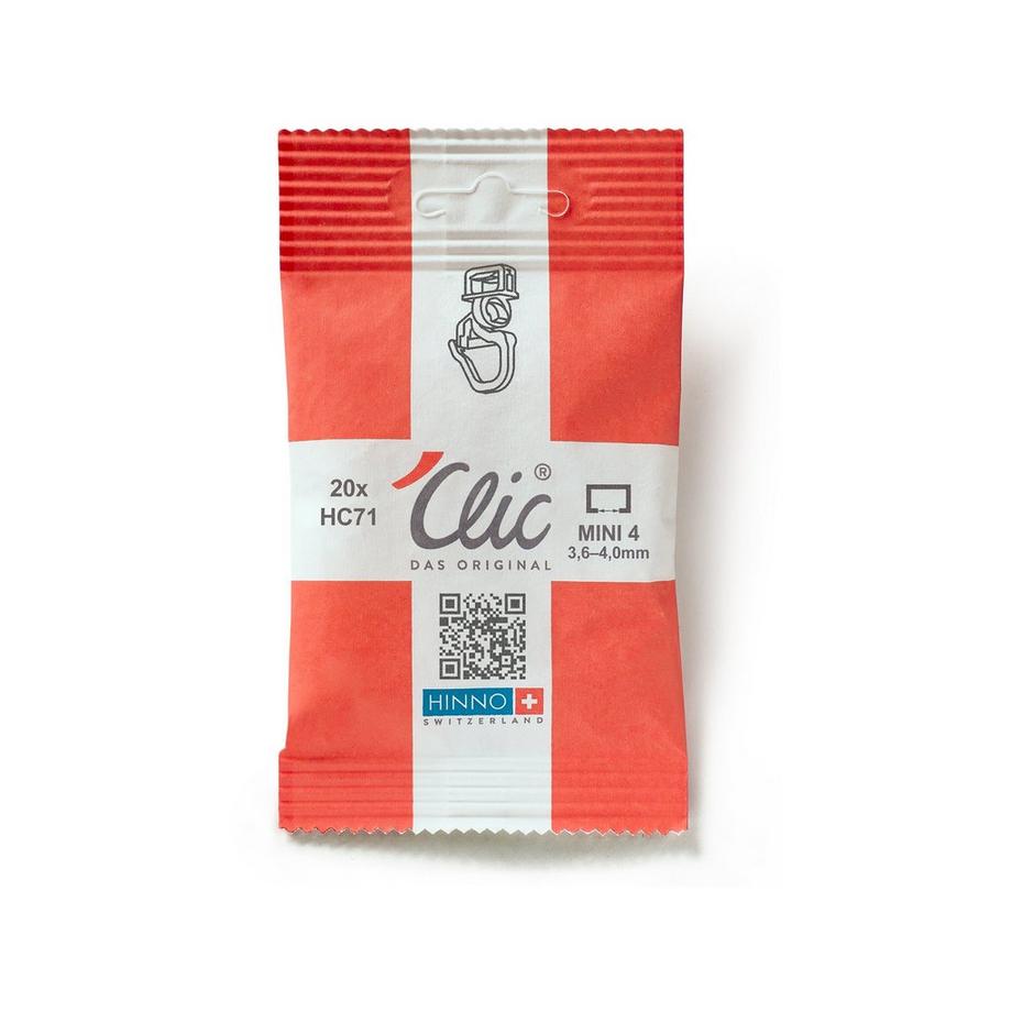 HINNO 'Clic Scorrevole a gancio, corto, 20 pezzi HC71 