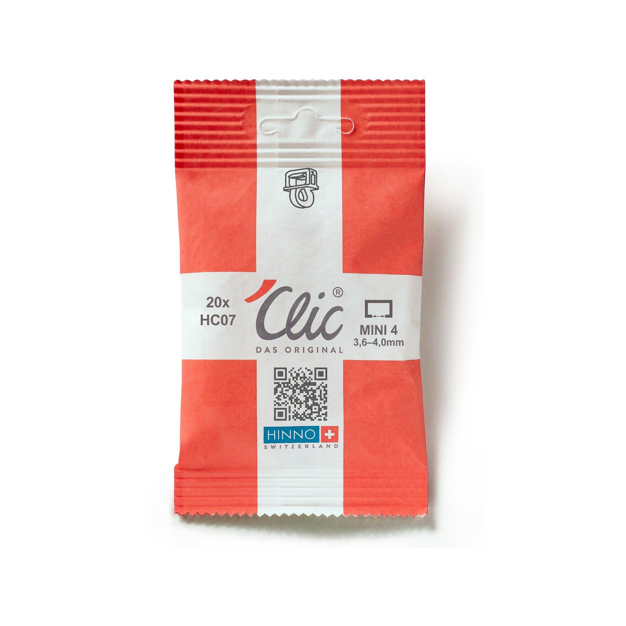 HINNO 'Clic Glisseur Clic ac oeillet transversal, 20 pièces HC7 