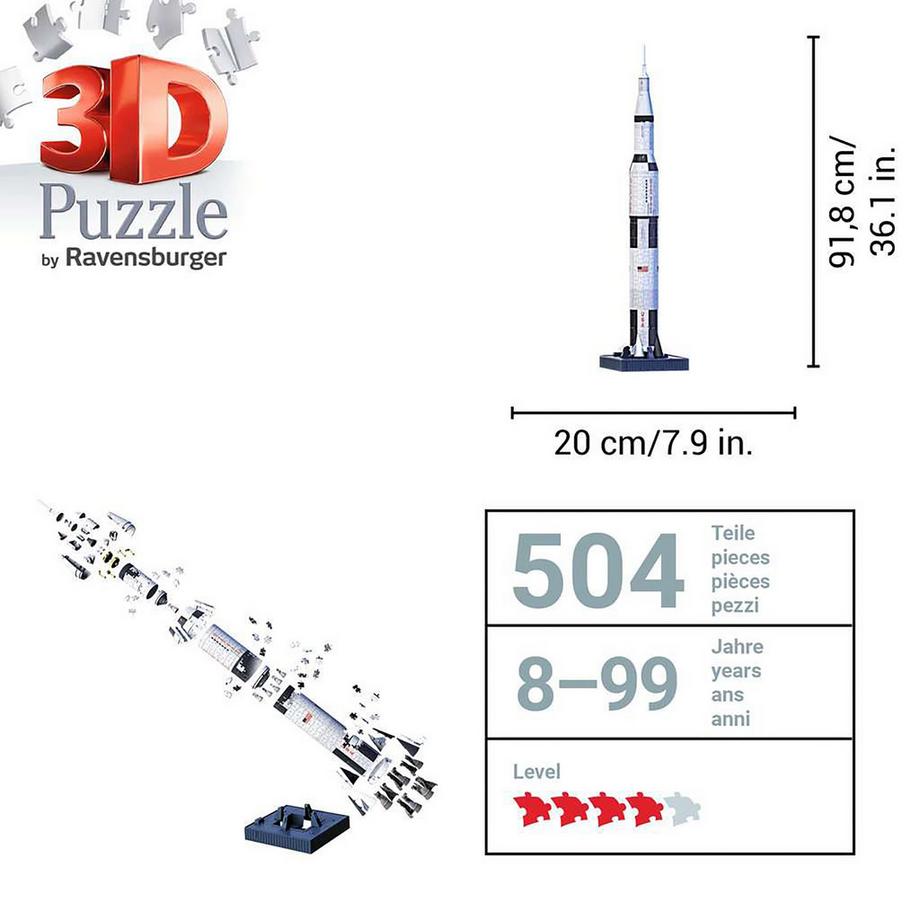 Ravensburger  Apollo Saturn V Rocket, 440 Pezzi 