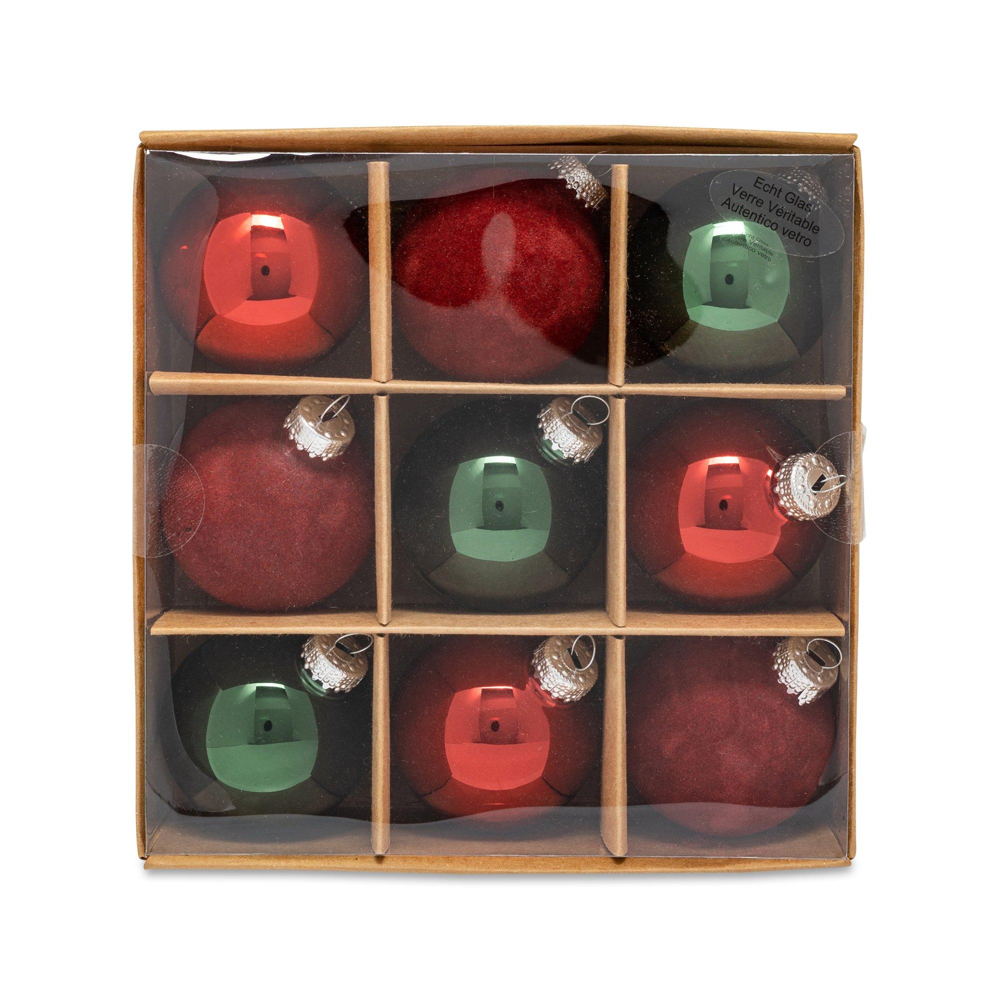 Manor Set de boules de Noël en verre 9 pièces 