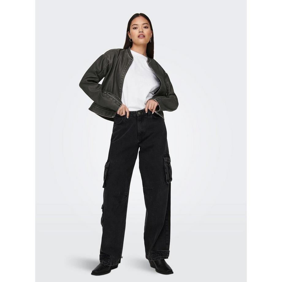 ONLY Lange Kunstlederjacke  