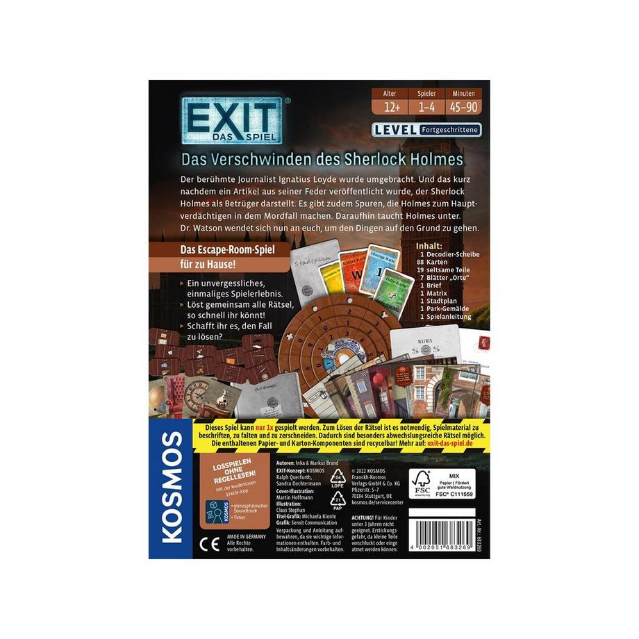 Kosmos  EXIT Das Verschwinden Des Sherlock Holmes, Tedesco 