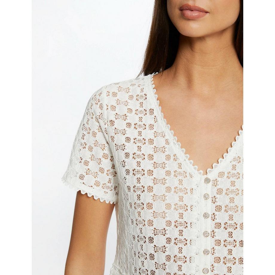 MORGAN T-Shirt Manches Courtes Dentelle  