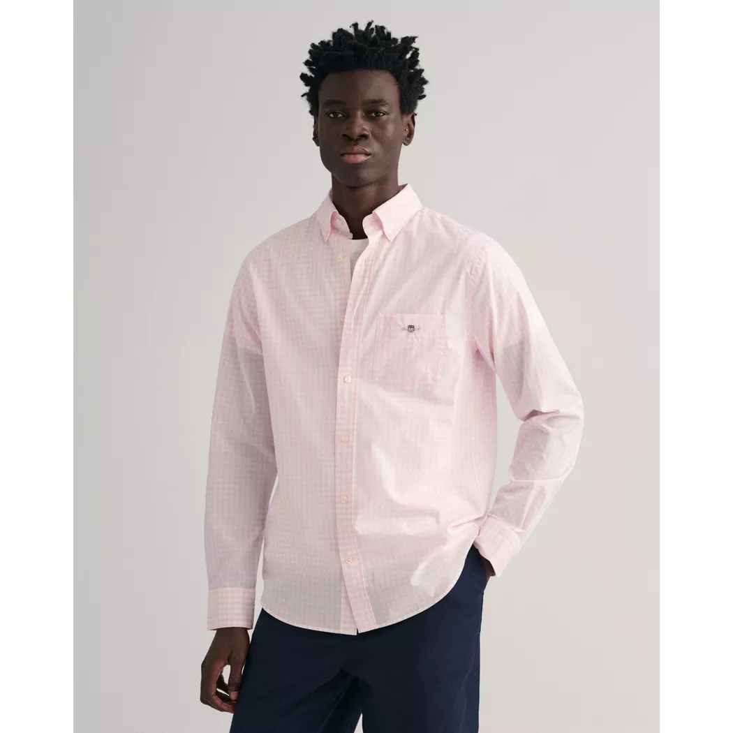 Gant Chemise à Manches Longues Reg Gingham Light Pink S Homme