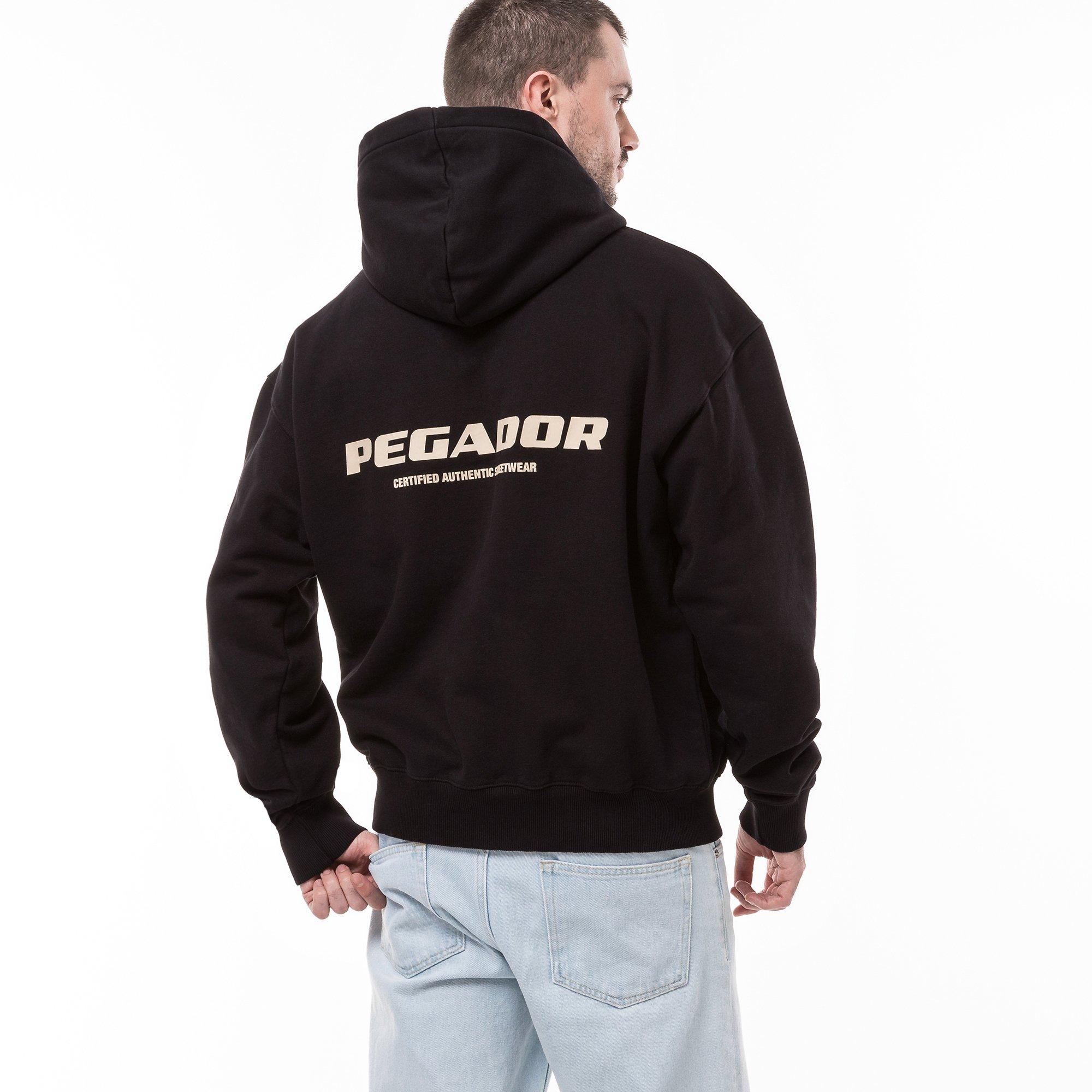 PEGADOR PGDR Colne Logo Oversized Hoodie vintage washed onyx black Hoodie 