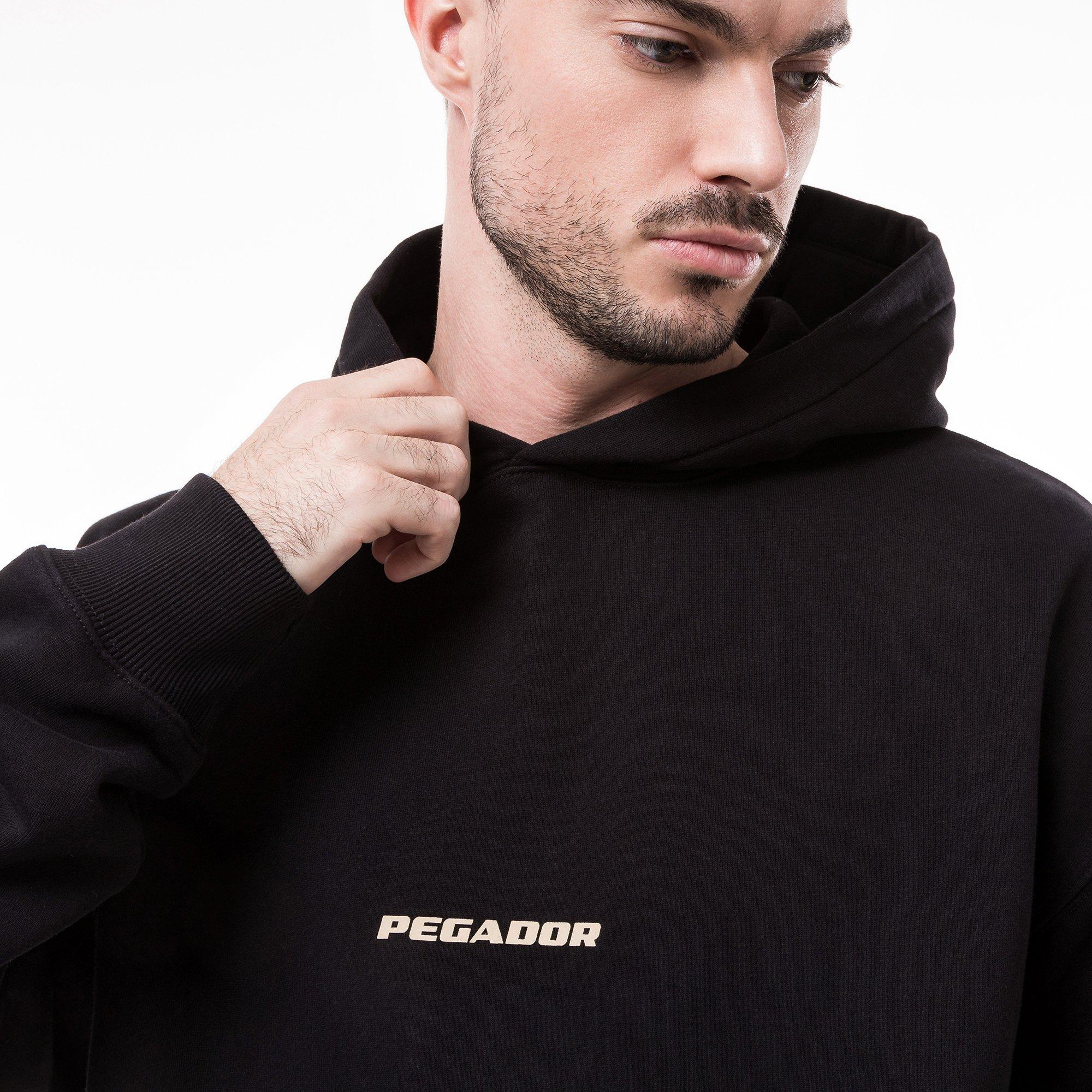 PEGADOR PGDR Colne Logo Oversized Hoodie vintage washed onyx black Hoodie 