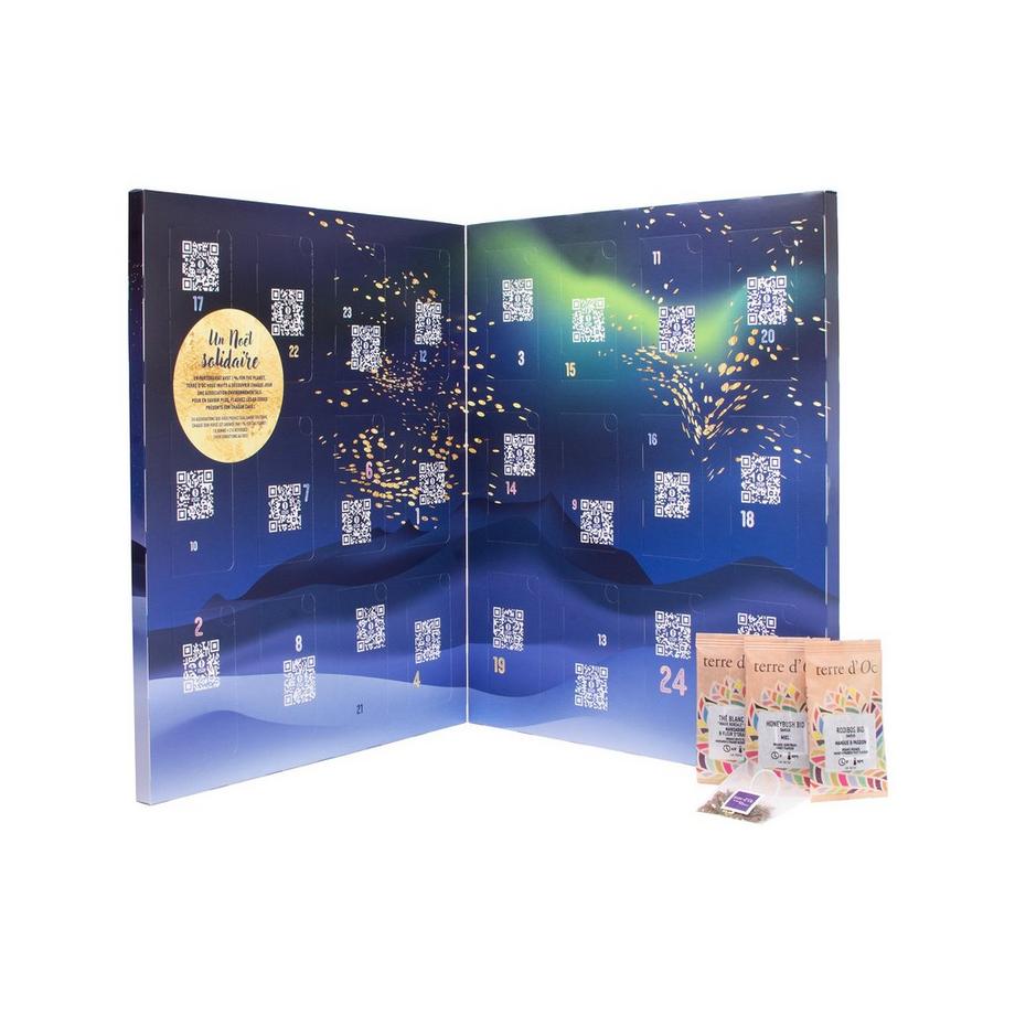 Terre d'Oc  Adventskalender Sortiment von 24 Muslins mit Bio-Tees & Rooibos 