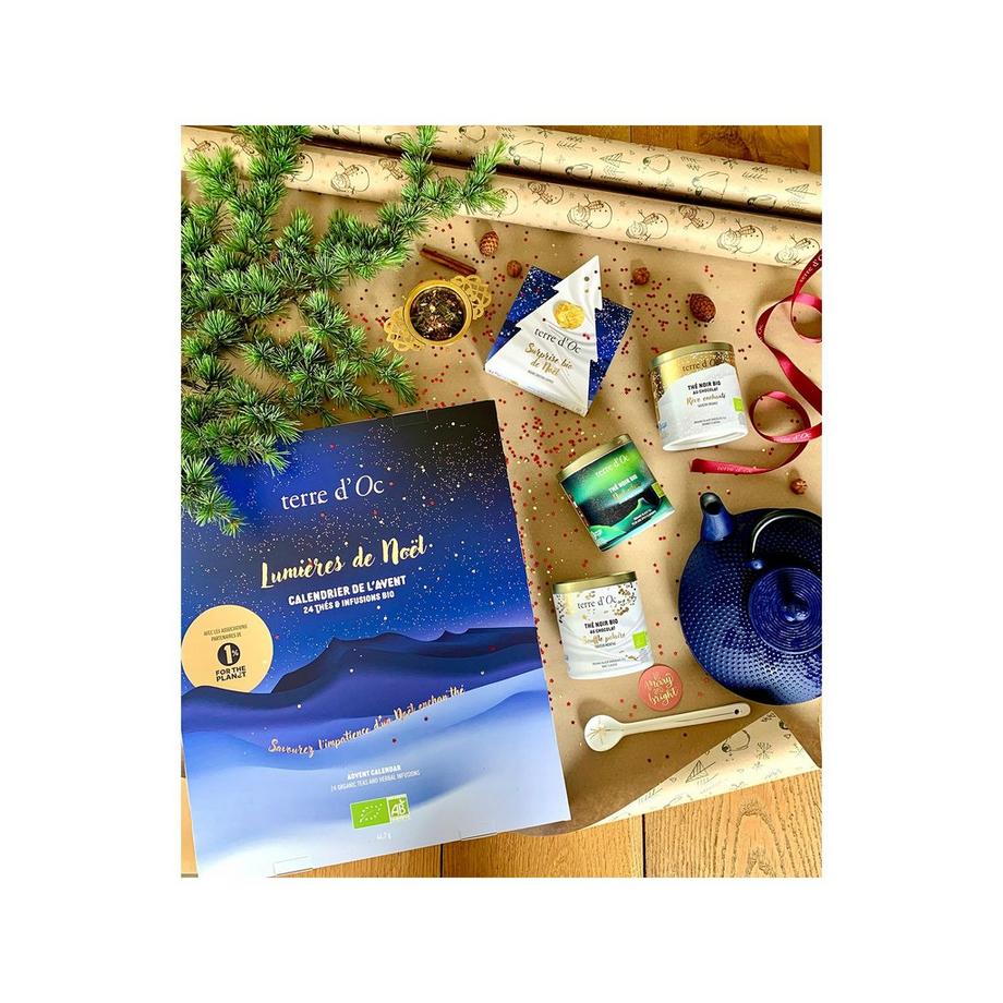 Terre d'Oc  Adventskalender Sortiment von 24 Muslins mit Bio-Tees & Rooibos 