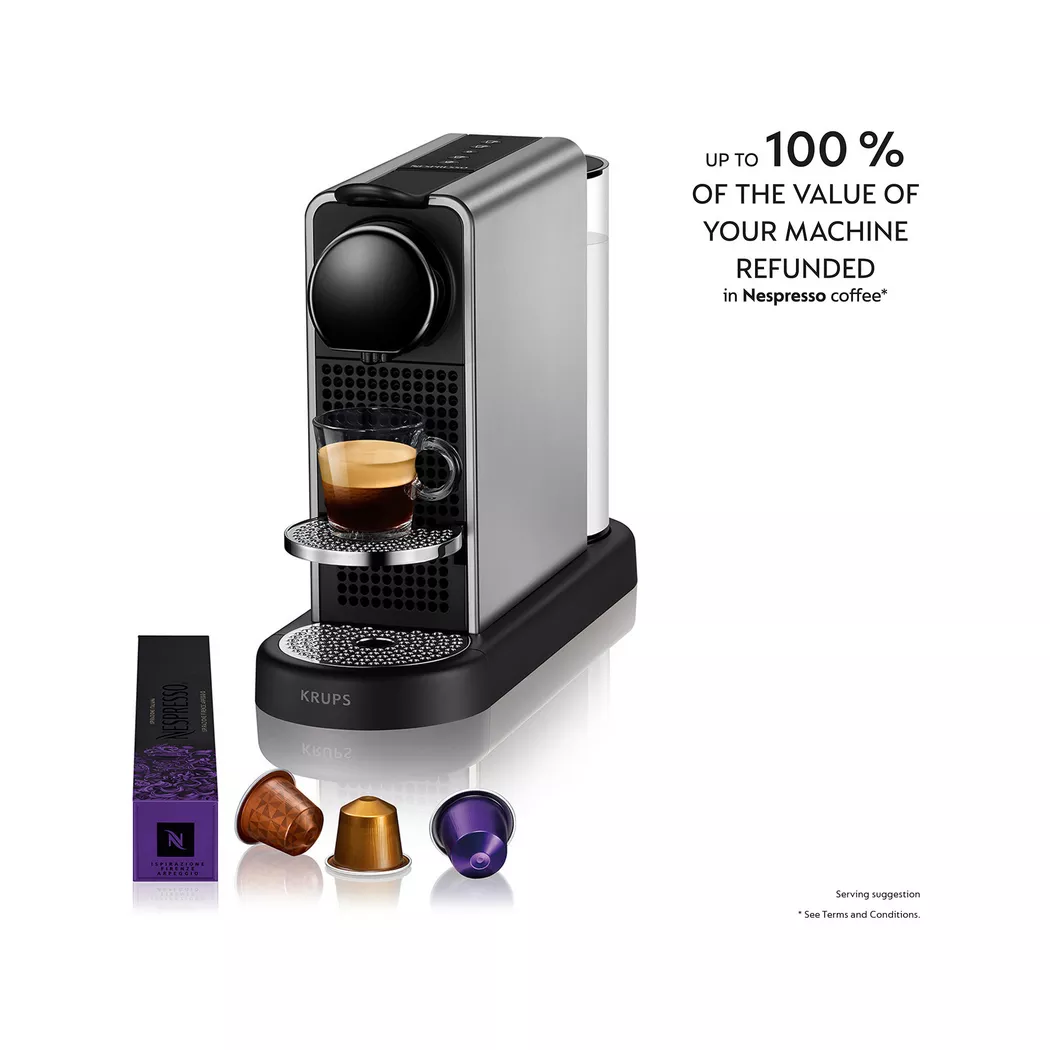 Krups – Nespressomaschine, Platin grau