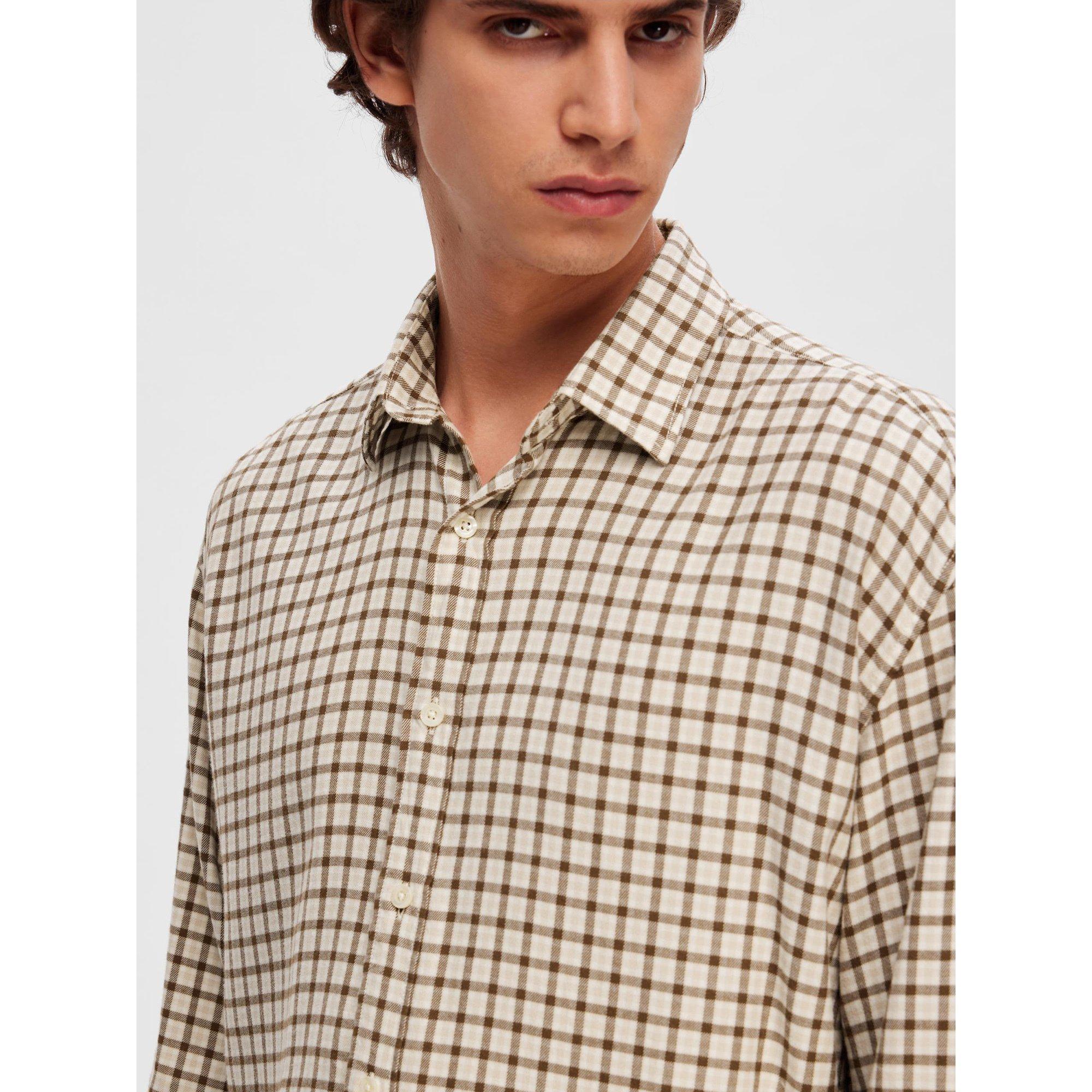 SELECTED SLHRegowen Mini Check Camicia a Maniche Lunghe  