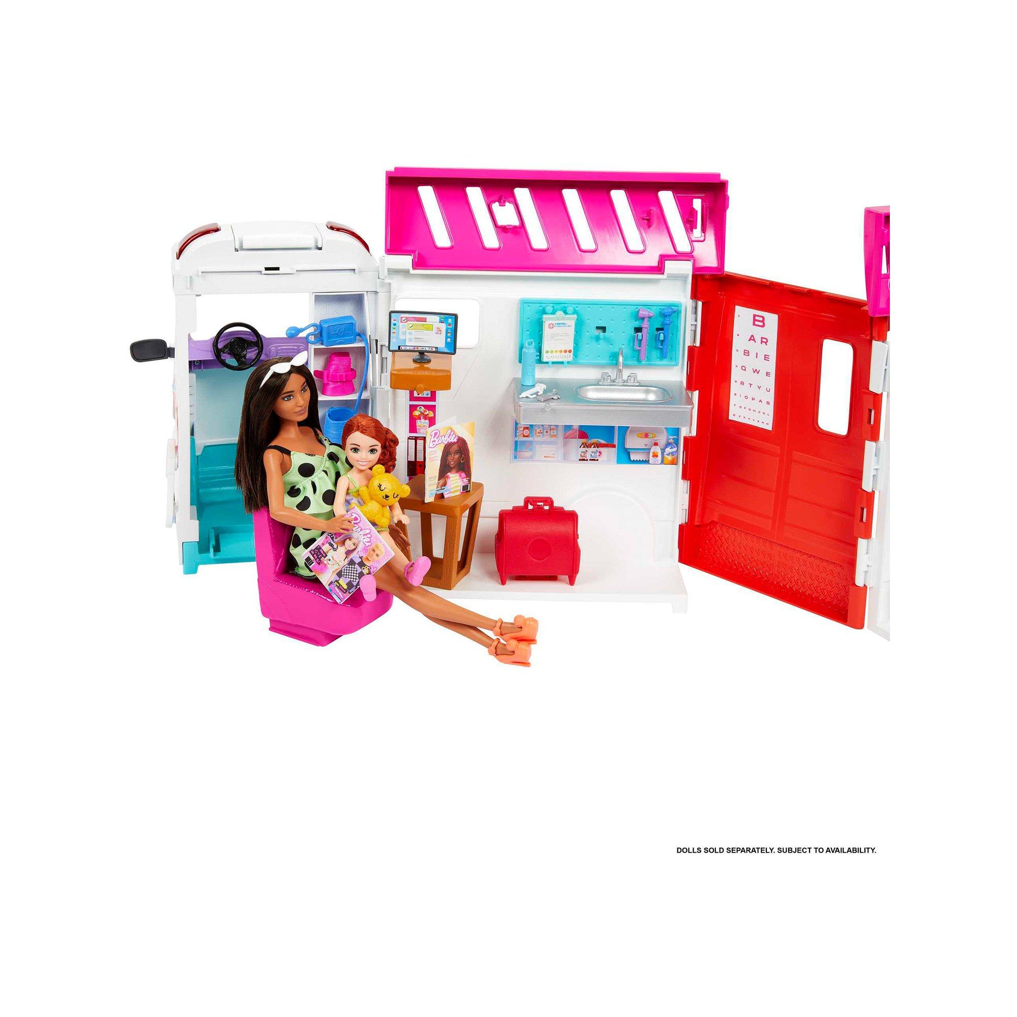 Barbie  2-in-1 Krankenwagen Spielset (mit Licht & Geräuschen) 