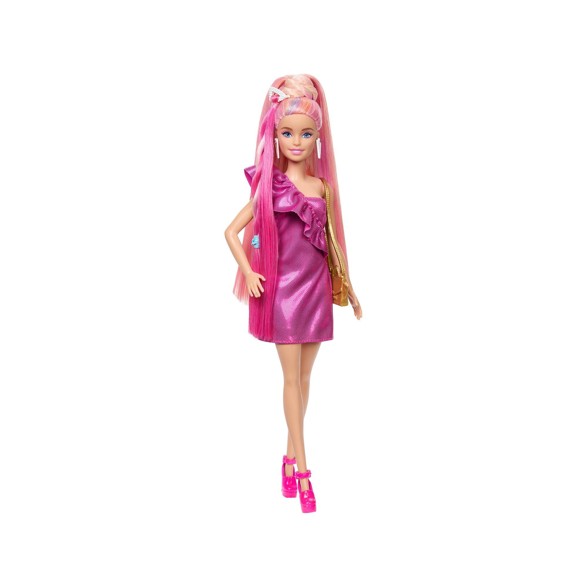 Barbie  Poupée de jeu de cheveux avec tenue de chat 