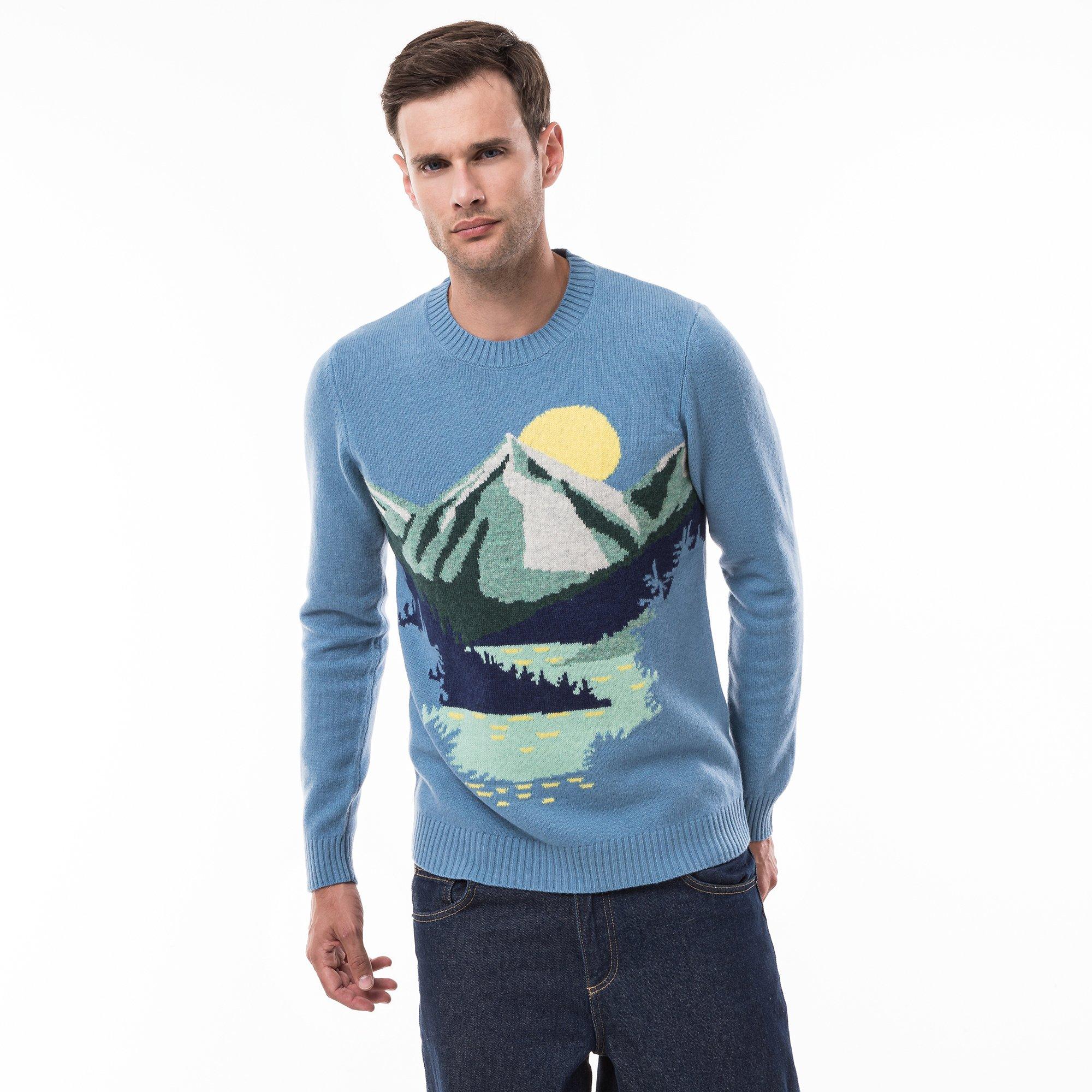 Image of Pullover, Rundhals Herren Blau M