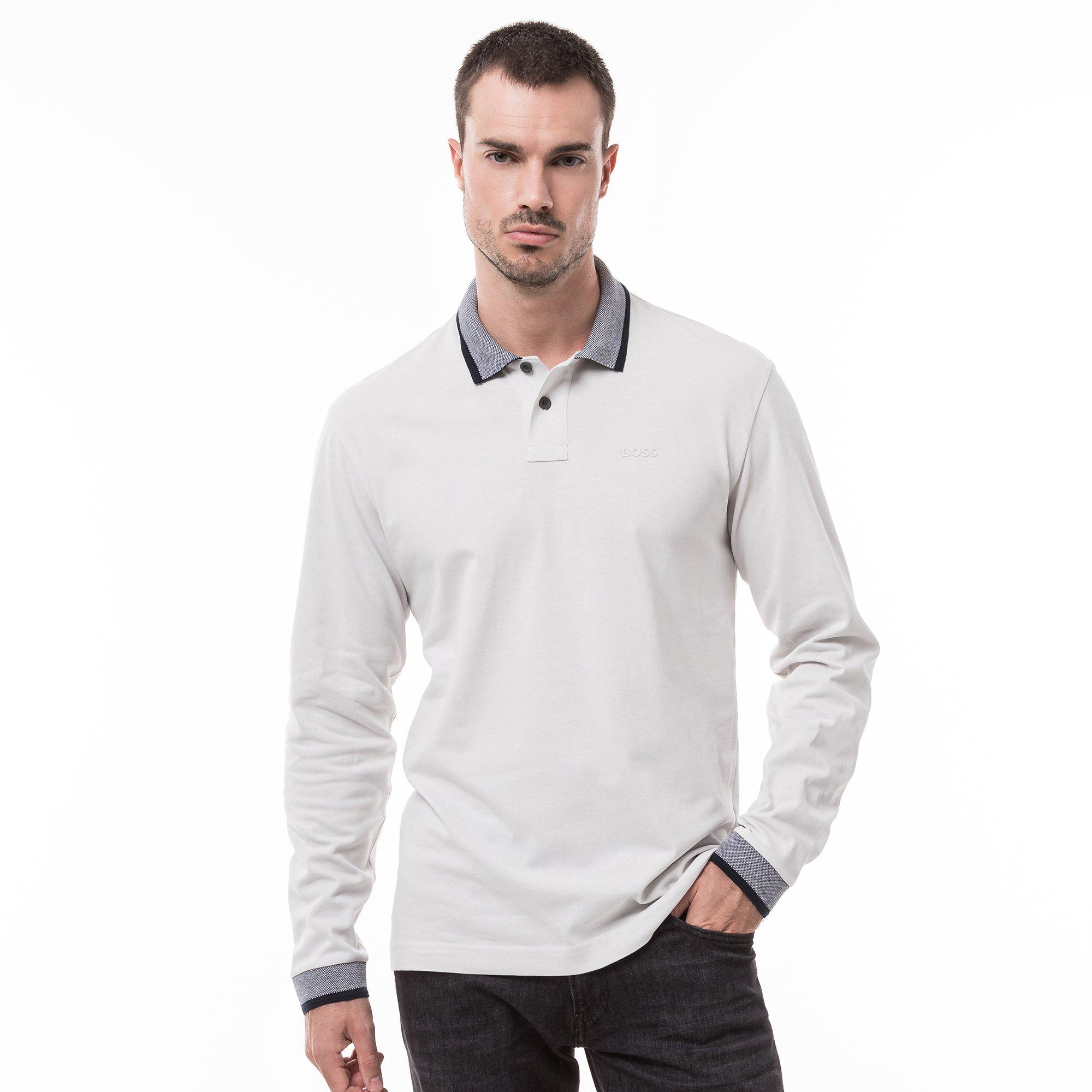 Image of Poloshirt, Langarm Herren Grau S