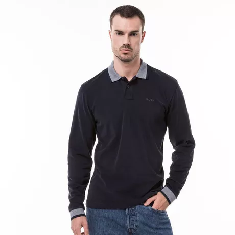 BOSS ORANGE Peiridescent Poloshirt, langarm 