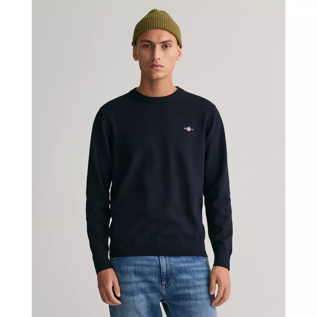GANT Classic Cotton Crew Neck Herr, EVENING BLUE, S