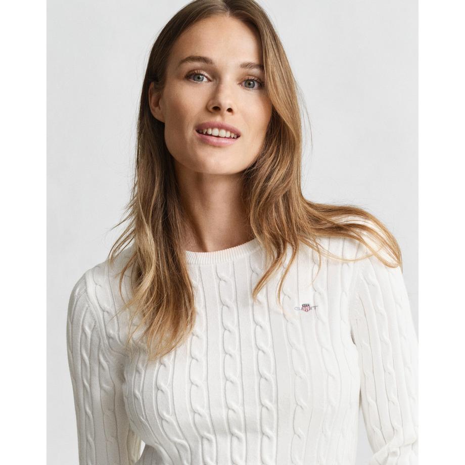 GANT Zopfstrick Rundhalspullover Slim Fit  