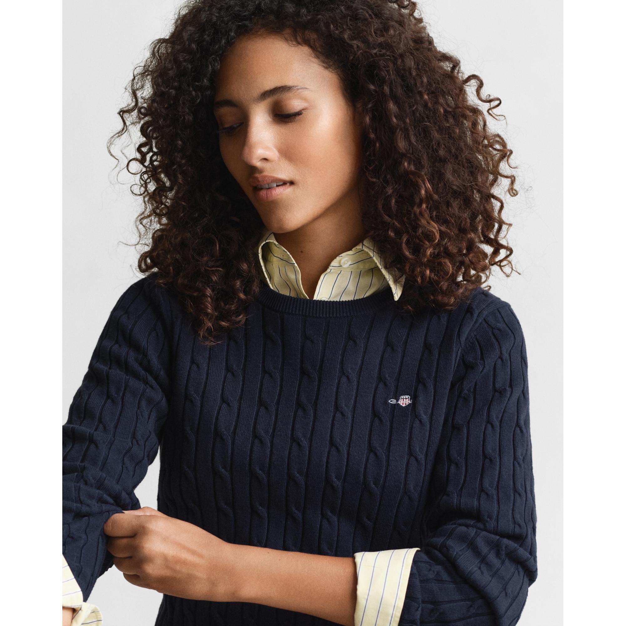 GANT Maglione a Treccia Scollo Rotondo Slim Fit  