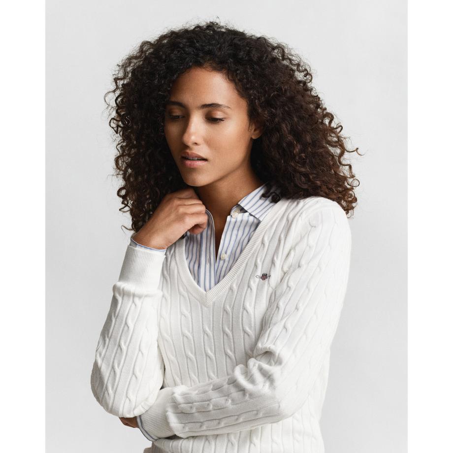 GANT Maglione Scollo a V a Treccia  