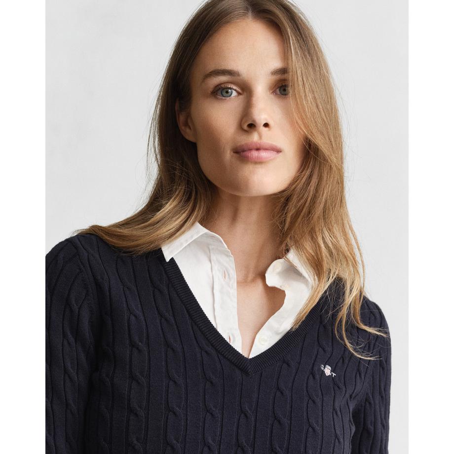 GANT Zopfstrick V-Ausschnitt Pullover  