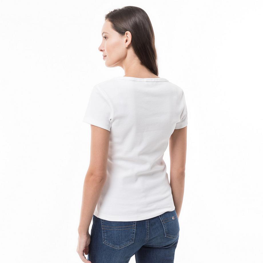 TOMMY JEANS TJW Slim Essential T-Shirt a Costine Scollo a V  