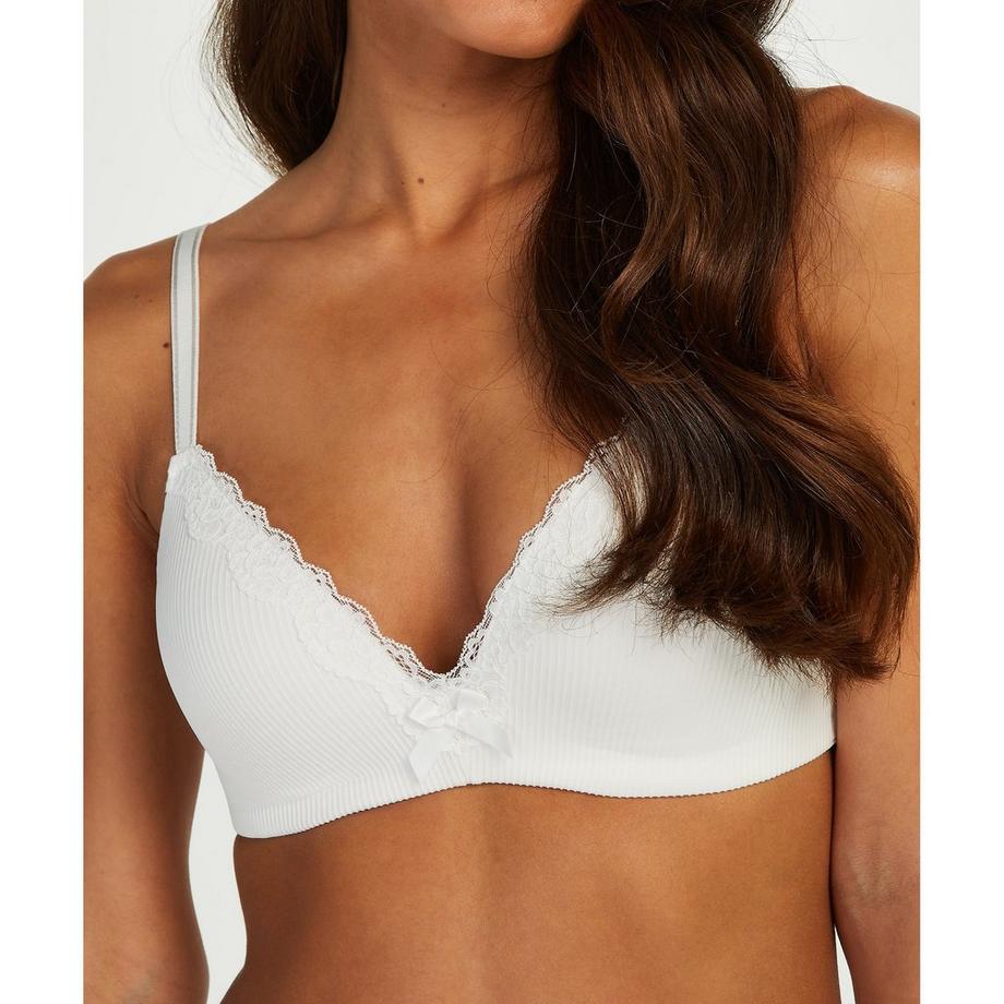 Hunkemöller Reggiseno a costine con bordo in pizzo  