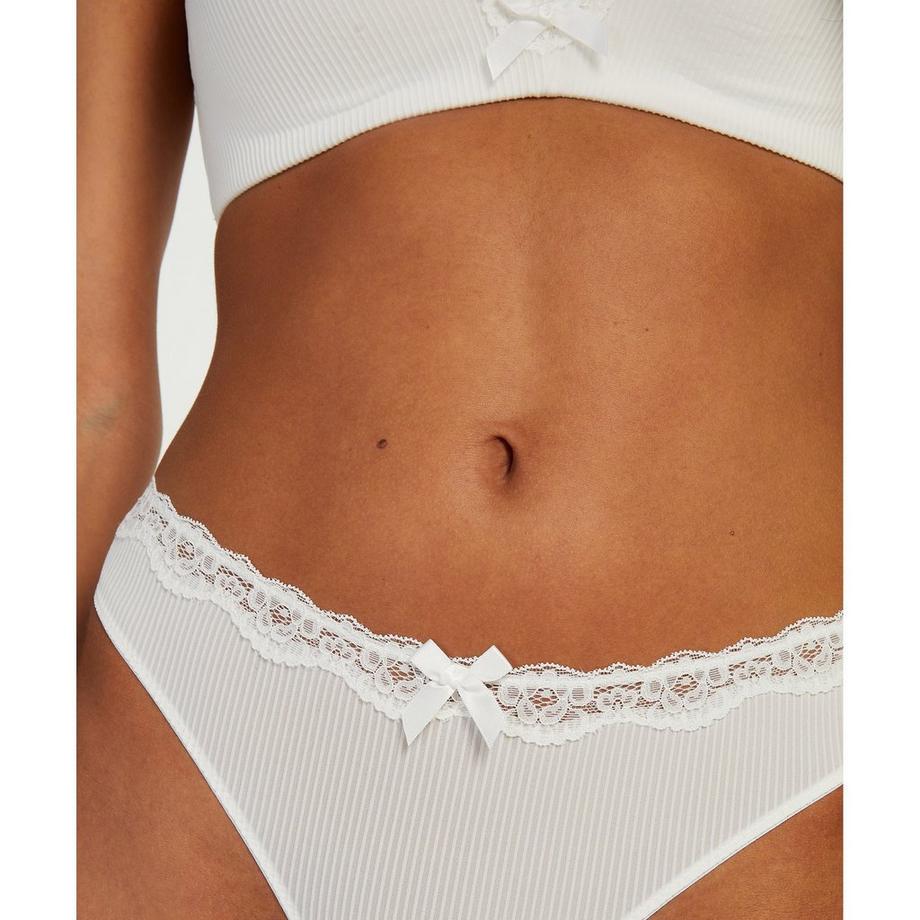 Hunkemöller Perizoma a costine con bordo in pizzo  