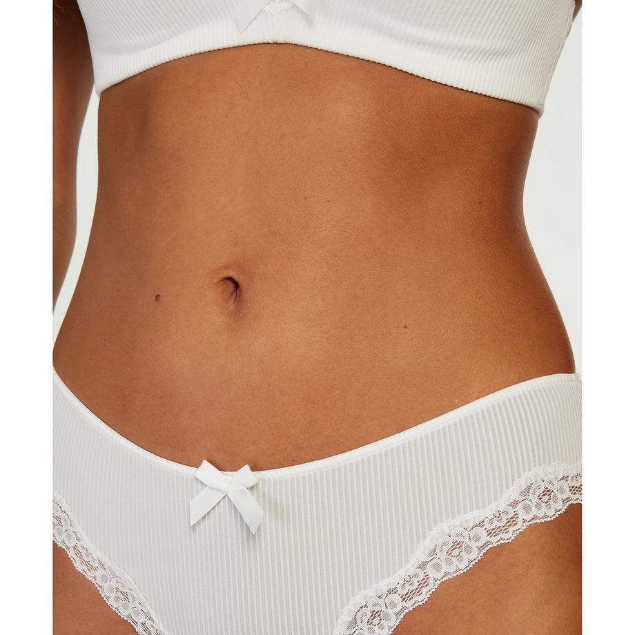 Hunkemöller Slip Brésilien Côtelé Bordure Dentelle  