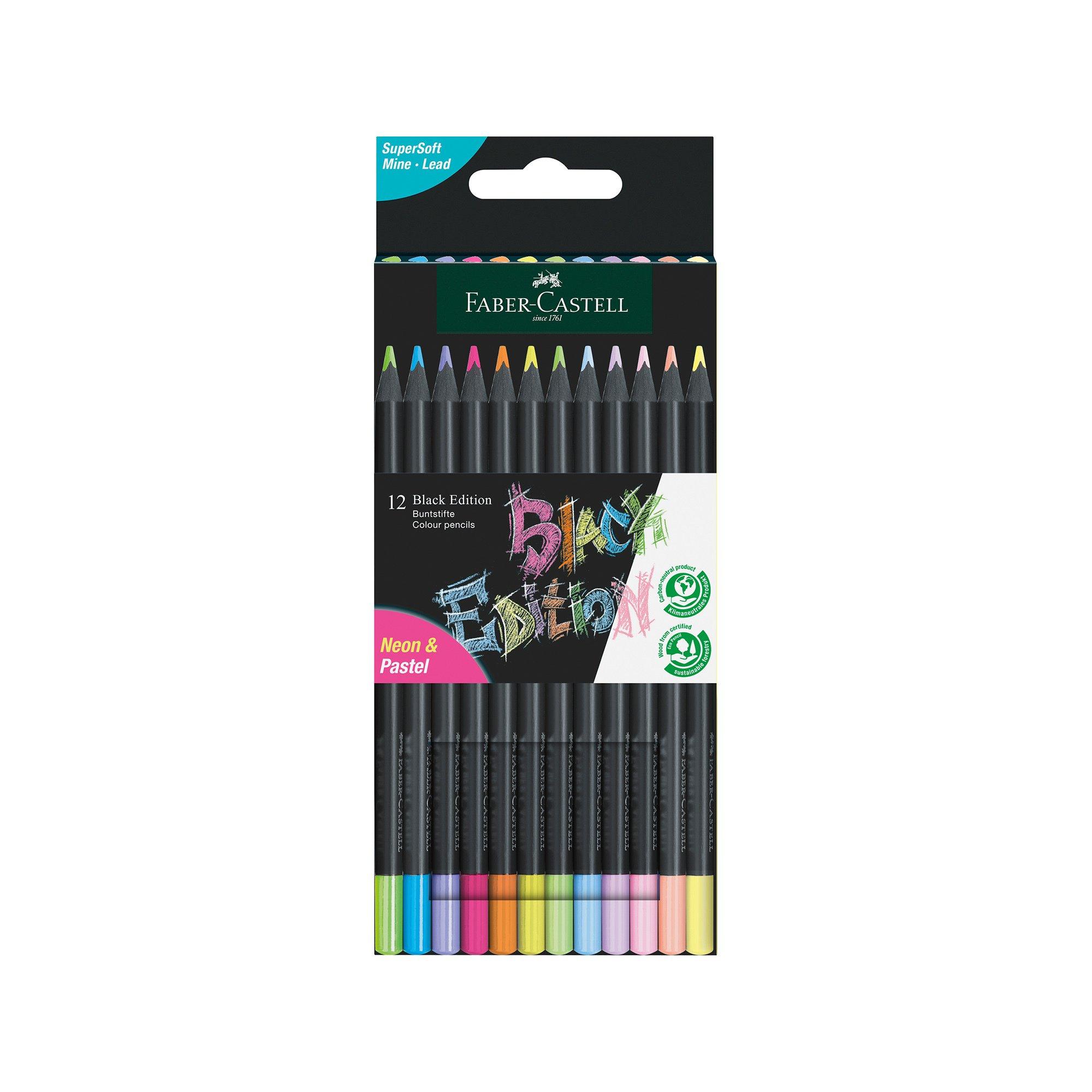 Faber-Castell Crayons de couleur Black Edition Neon + Pastell 